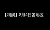 【利潤】8月4日各地區每頭生豬利潤匯總