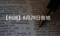 【利潤】8月28日各地區每頭生豬利潤匯總