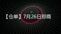 【倉單】7月26日鄭商所白糖期貨倉單較上一日持平