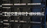 【成交量異動】螺紋鋼成交量較上一交易日增加75.40萬手增幅50.15%