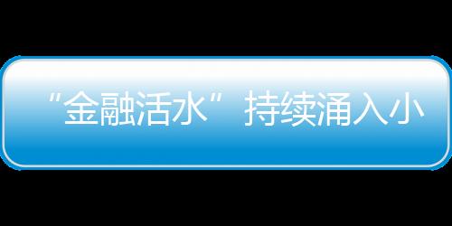 “金融活水”持續涌入小微企業