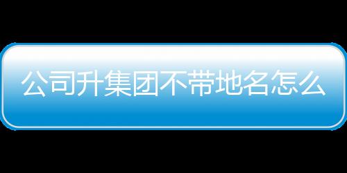 公司升集團不帶地名怎么申請