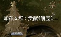 加布本場：貢獻4解圍1攔截1搶斷，7次爭頂僅成功1次，犯規3次