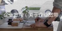 企業寬帶（關于企業寬帶的基本情況說明介紹）