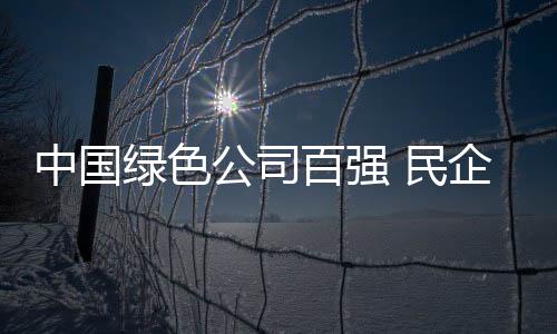 中國綠色公司百強 民企占據半壁江山