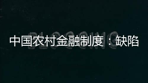 中國農(nóng)村金融制度：缺陷與創(chuàng)新(關(guān)于中國農(nóng)村金融制度：缺陷與創(chuàng)新簡述)