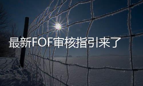 最新FOF審核指引來了 這兩項投資變化很大