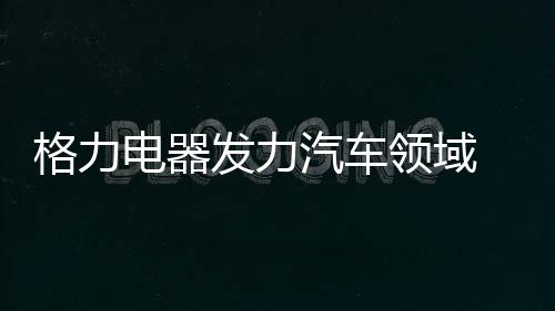 格力電器發力汽車領域 跨界擴張引發關注