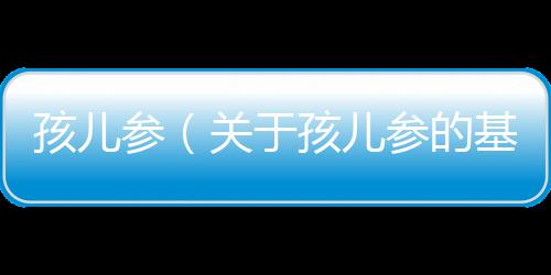 孩兒參（關于孩兒參的基本情況說明介紹）