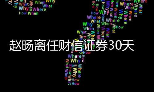 趙旸離任財信證券30天持有期債券型基金