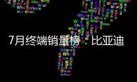 7月終端銷量榜：比亞迪四款車躋身前五