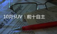 10月SUV：前十自主占7席 日系表現持續退步